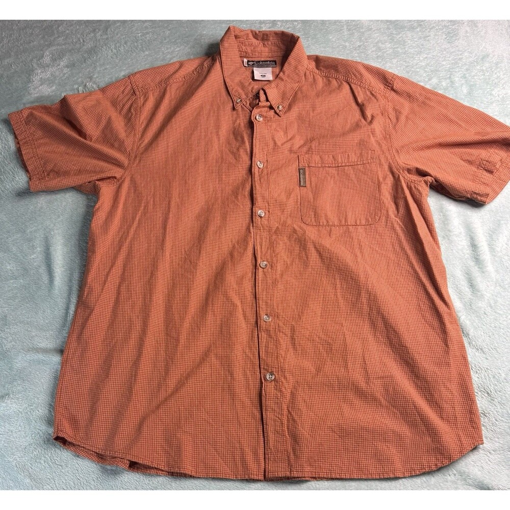Columbia Mens XCO Dress Short Sleeve Button Up Active Outdoors Orange XL